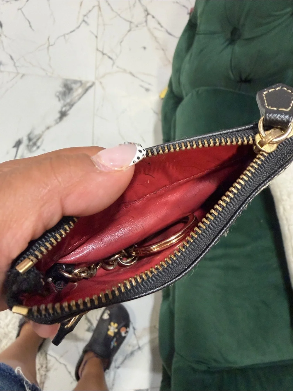 Dooney & Bourke Black Key Pouch with Gold Hardware